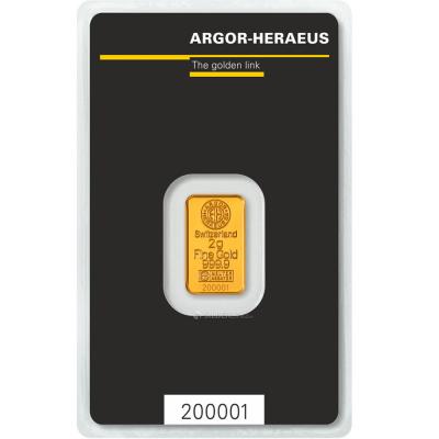 2 gram Gold Bar - ARGOR-HERAEUS (In Assay)