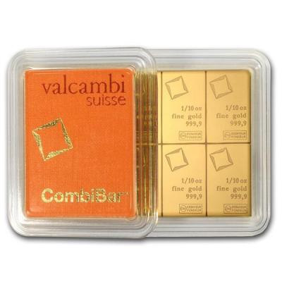 10 x 1/10 oz Gold Valcambi CombiBar(In Assay)
